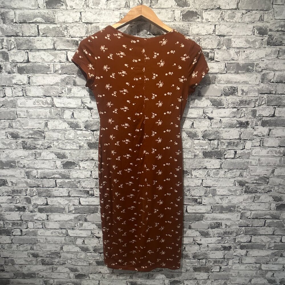 EUC "See You Monday" Los Angeles Brown Floral Midi Dress Size XL - Picture 7 of 10